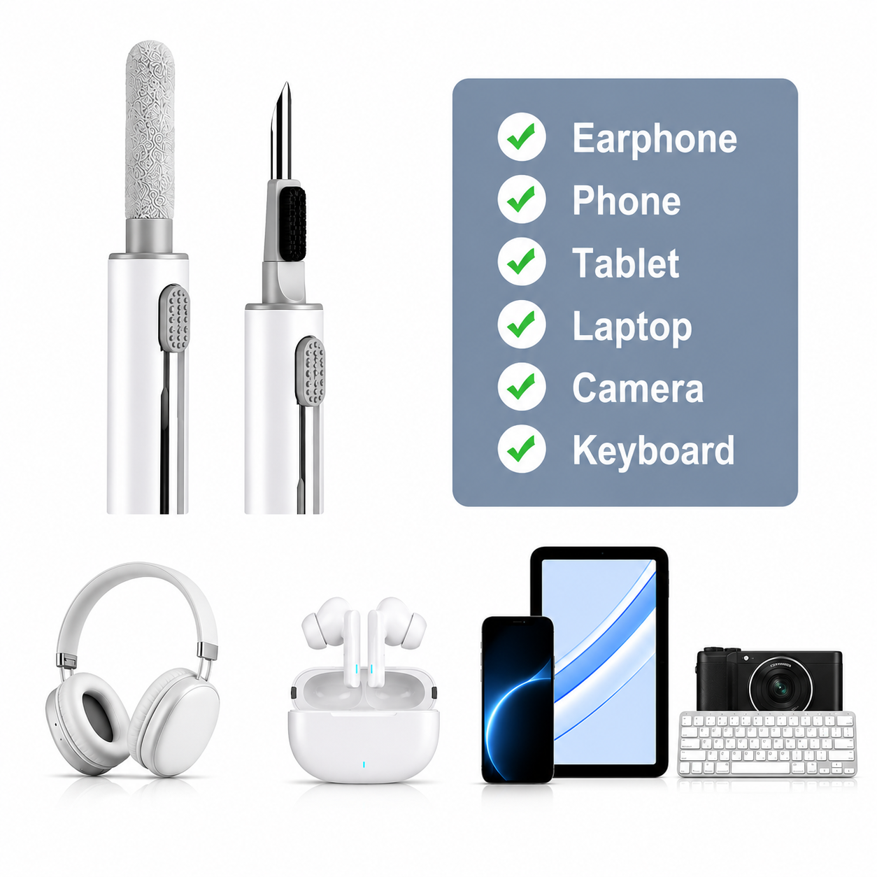 3-in-1 Cleaning Pen for Earbuds — Multifunctional Cleaning Kit.